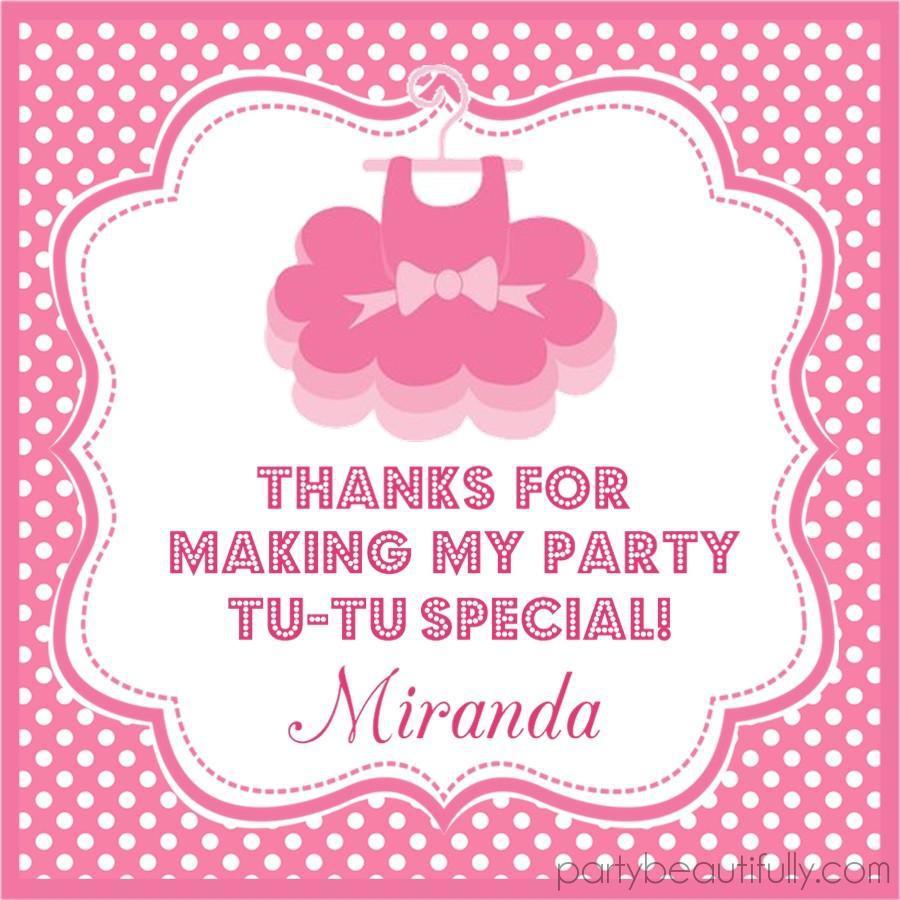pink ballet tutu birthday sticker personalized