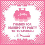 pink ballet tutu birthday sticker personalized