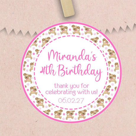 pink dog theme personalized sticker