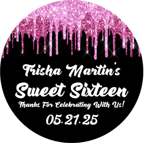 pink drip Sweet Sixteen birthday sticker design