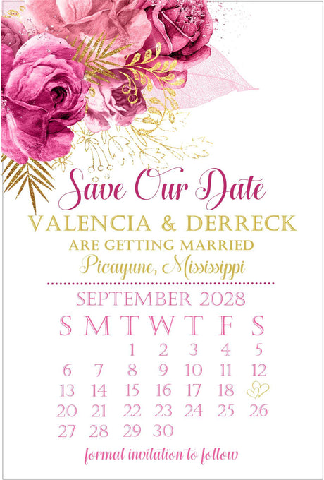 pink floral save the date cards calendar garden wedding design