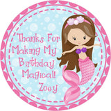 pink mermaid aqua bubbles under sea party sticker