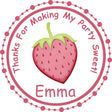 pink strawberry birthday sticker