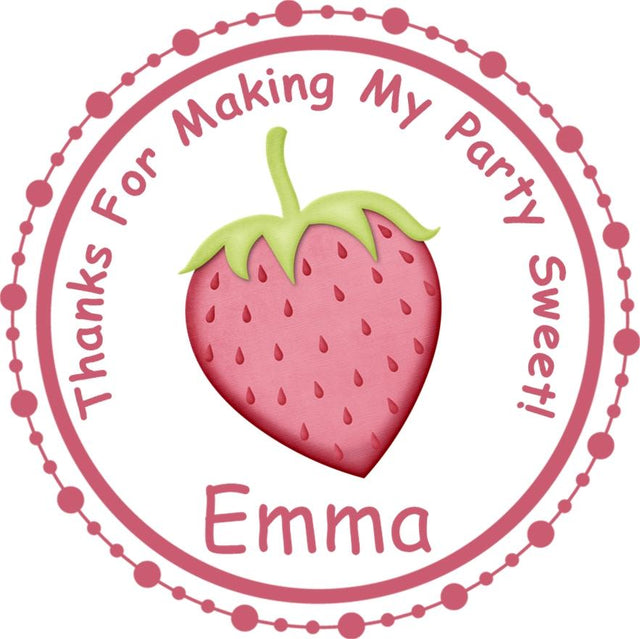 pink strawberry birthday sticker