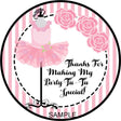 pink striped ballet birthday stickers