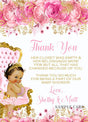 princess baby shower thank you cards pink floral watercolor design