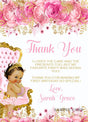 princess first birthday thank you cards pink floral party design