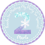 purple and blue snowflake birthday sticker design