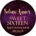 purple galaxy sweet sixteen birthday sticker with starry background