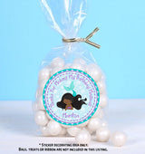 purple seashell top mermaid favor sticker