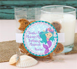 purple tail mermaid favor sticker