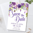 purple wildflower save the date cards watercolor botanical design