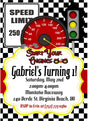 race car birthday party invitations speedometer racing design