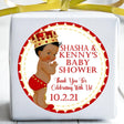 red and gold royal prince baby shower thank-you sticker