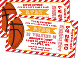 red gold basketball birthday ticket invitations colorful admit one theme
