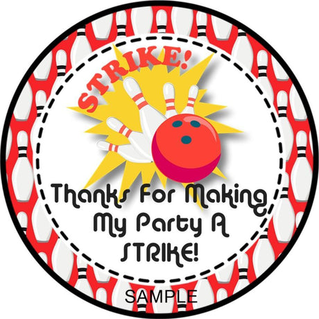 red pins bowling birthday stickers