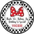 red polka dot bow Minnie themed birthday sticker