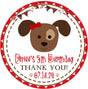 red puppy birthday sticker with brown puppy face