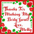 red strawberry square birthday sticker