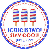 red white and blue popsicle birthday stickers