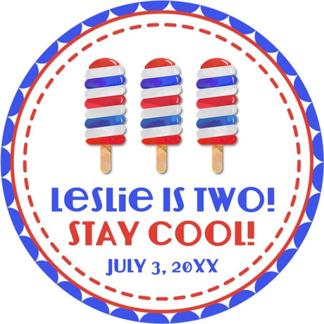 red white and blue popsicle birthday stickers