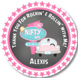 retro pink convertible diner birthday sticker