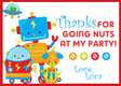robot birthday thank you cards colorful futuristic party design