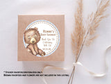 rustic forest bear baby shower label