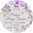 rustic wood lavender floral baby shower sticker