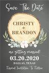 rustic wood slice save the date cards woodland wedding design