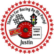 speedometer racing birthday sticker with checkered flags