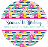 striped floral party favor label