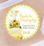 sunflower drive by baby shower sticker with watercolor car