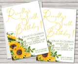 sunflower invitation cards adult birthday celebration style