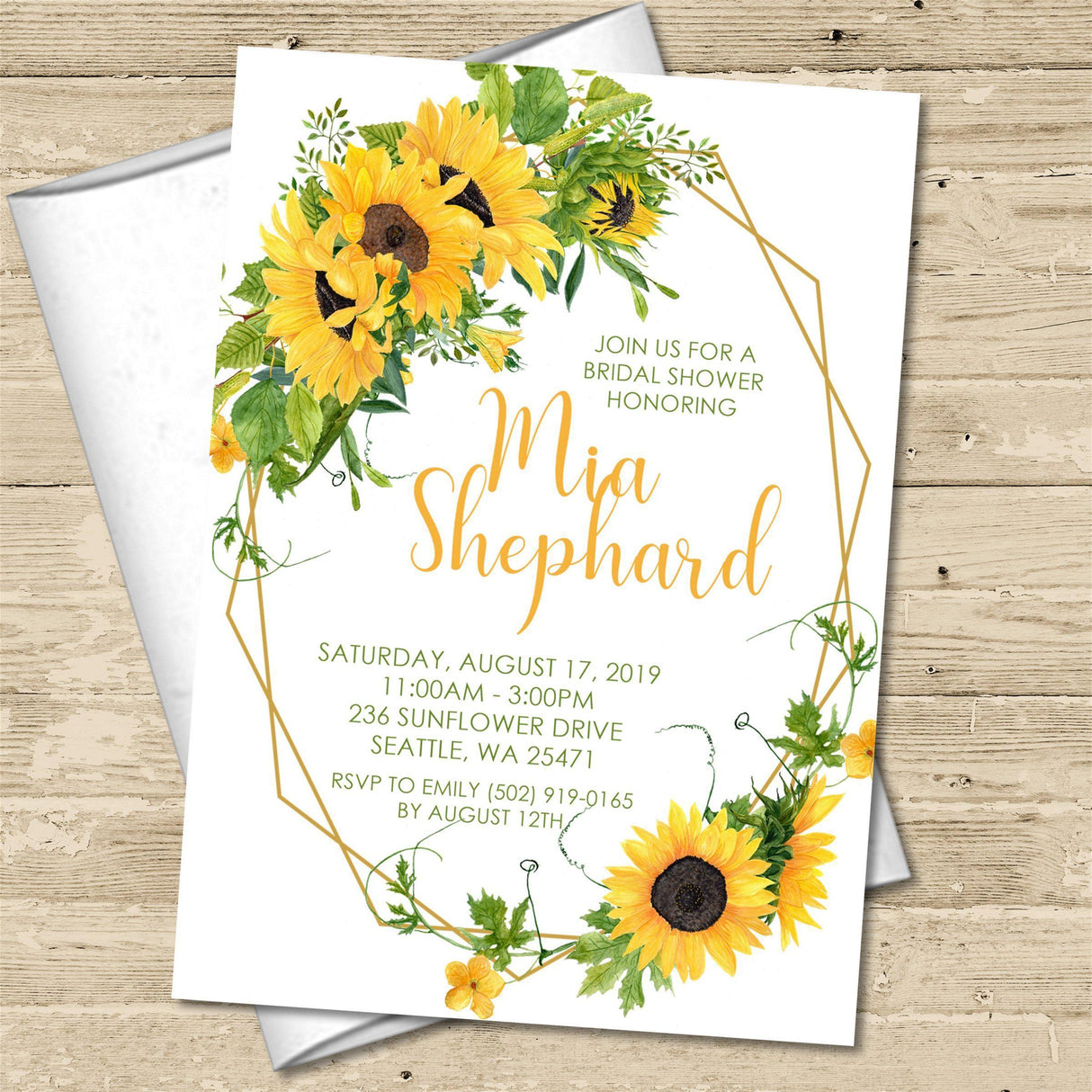 sunflower invitation cards country bridal shower style