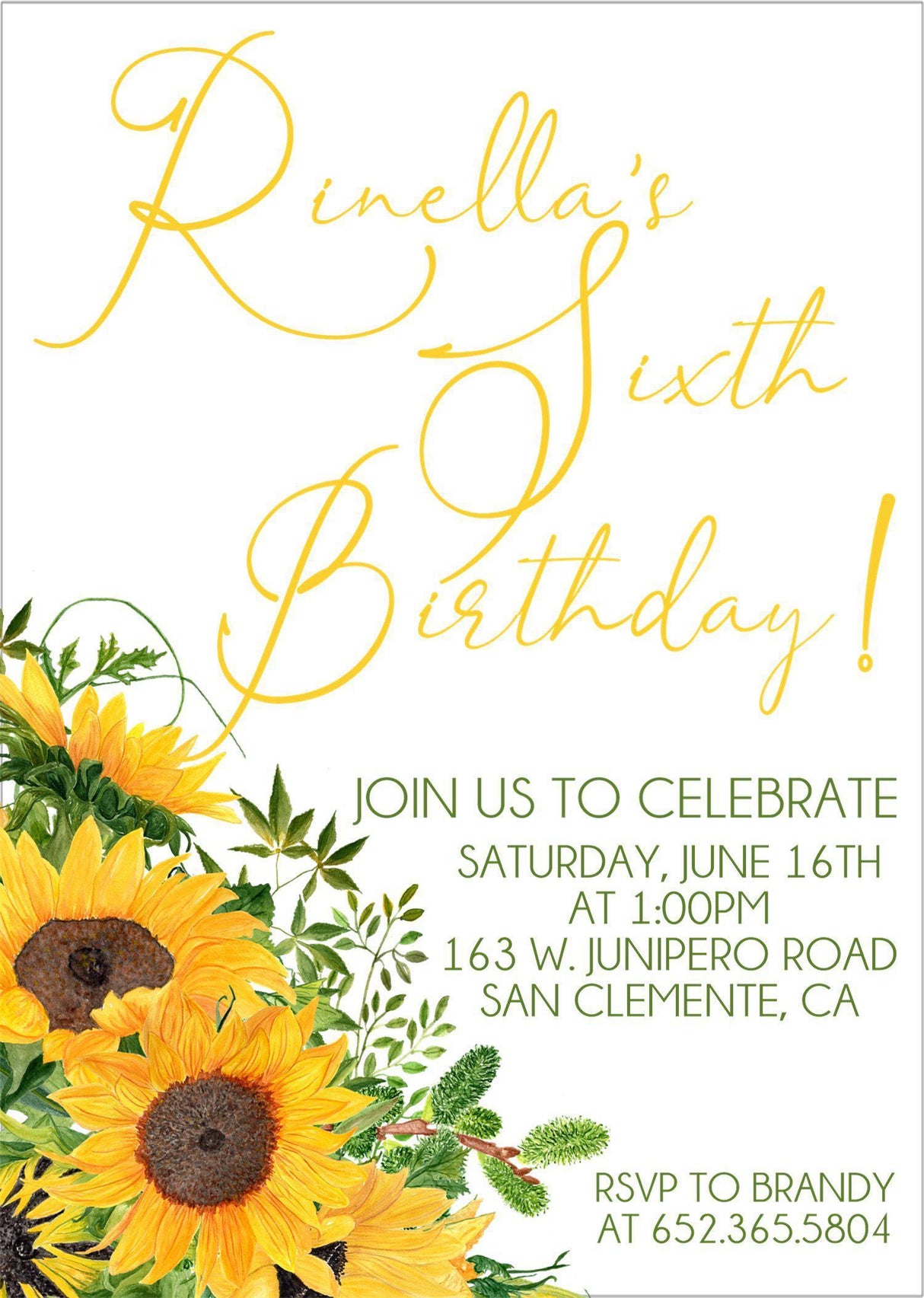 sunflower milestone birthday invitations botanical garden theme