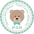 teal bow tie teddy bear baby shower sticker