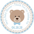 teddy bear baby shower sticker with blue bow tie