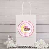 teddy bear on moon baby shower label