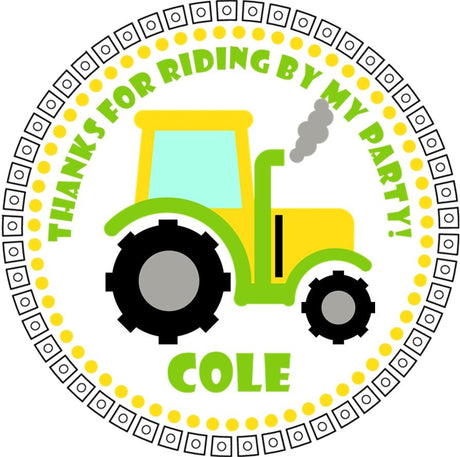 tractor themed birthday sticker design