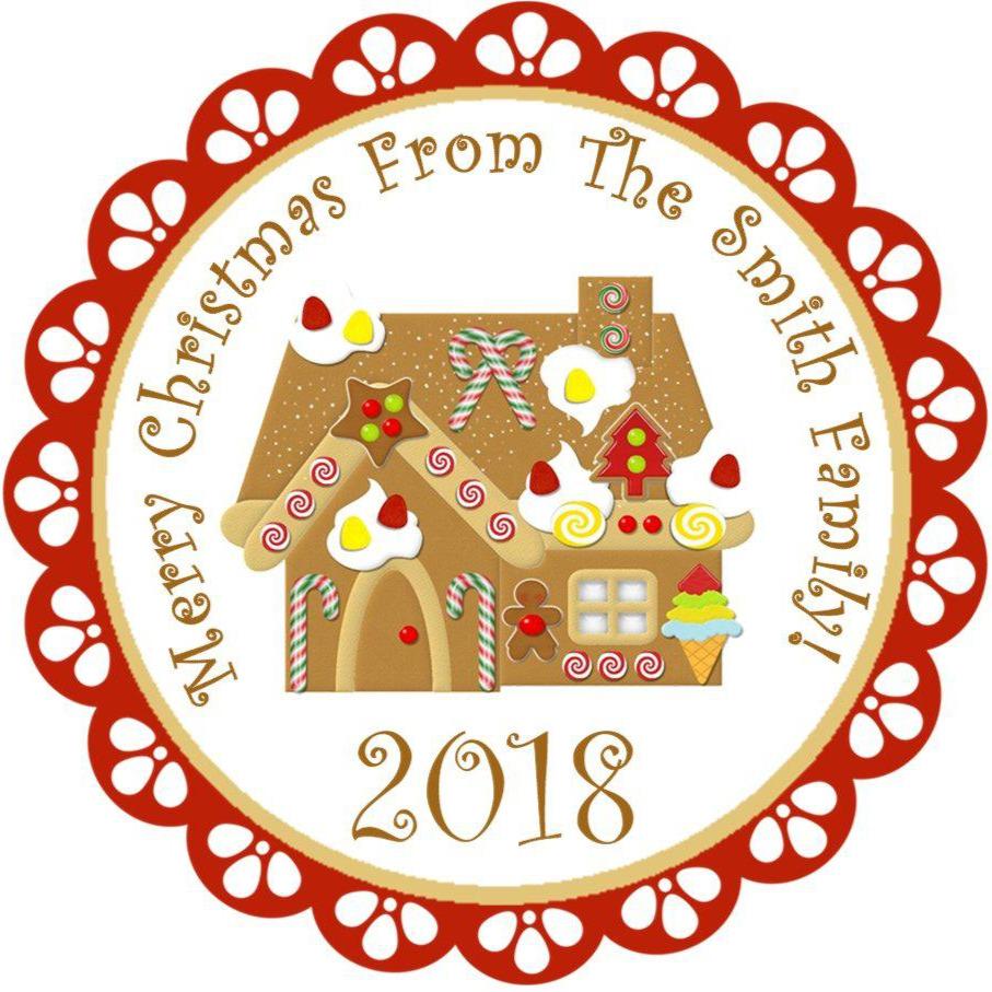traditional gingerbread house christmas sticker with candy details