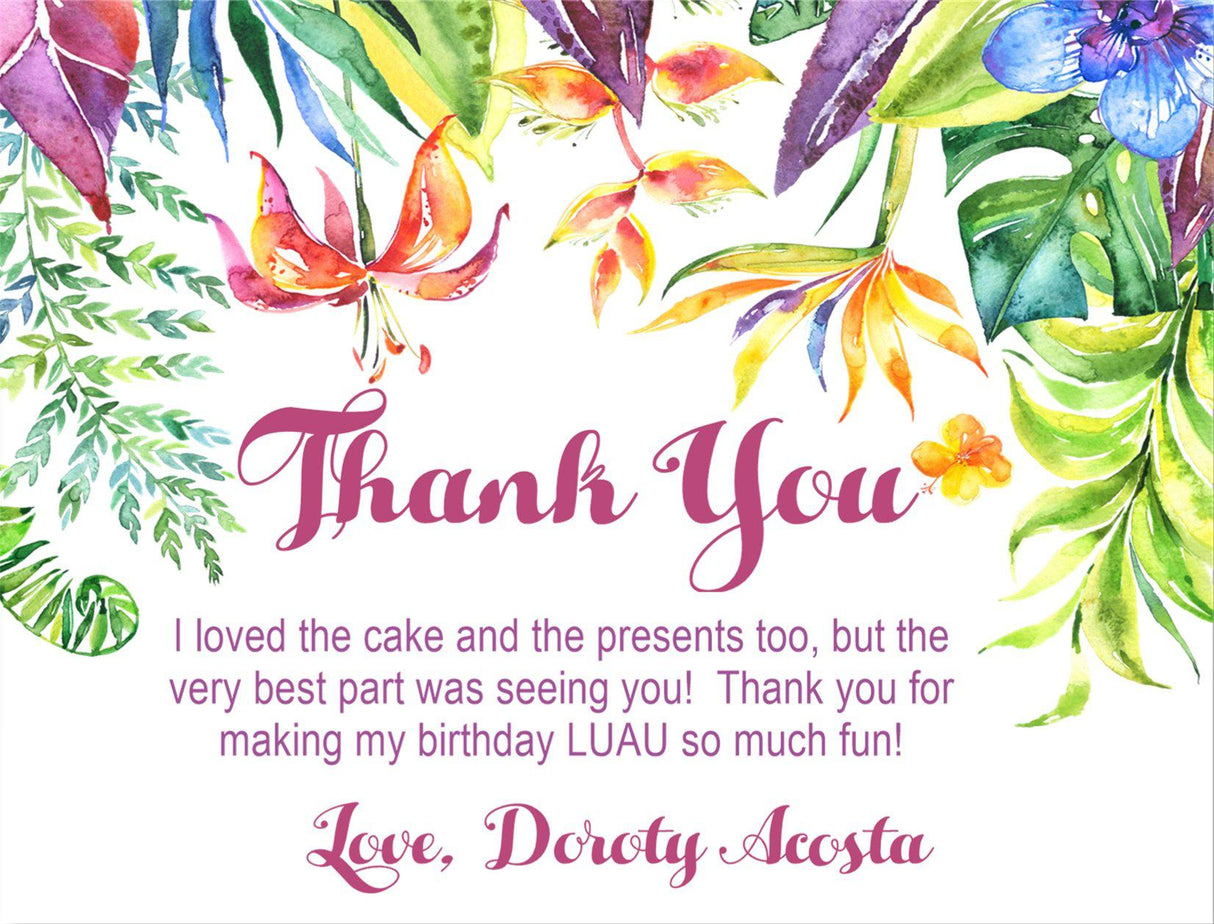 tropical birthday thank you cards colorful floral design