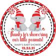 twins christmas baby shower stickers with two elephants and santa hats