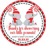 twins christmas baby shower stickers with two elephants and santa hats
