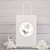 under the sea baby shower favor label with narwhal design