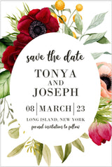 vibrant floral wedding save the dates watercolor flower theme