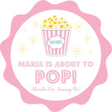 vintage popcorn bucket baby shower favor label