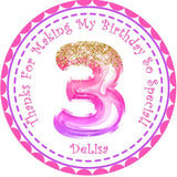 watercolor birthday party favor label