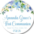 watercolor blue communion favor label personalized