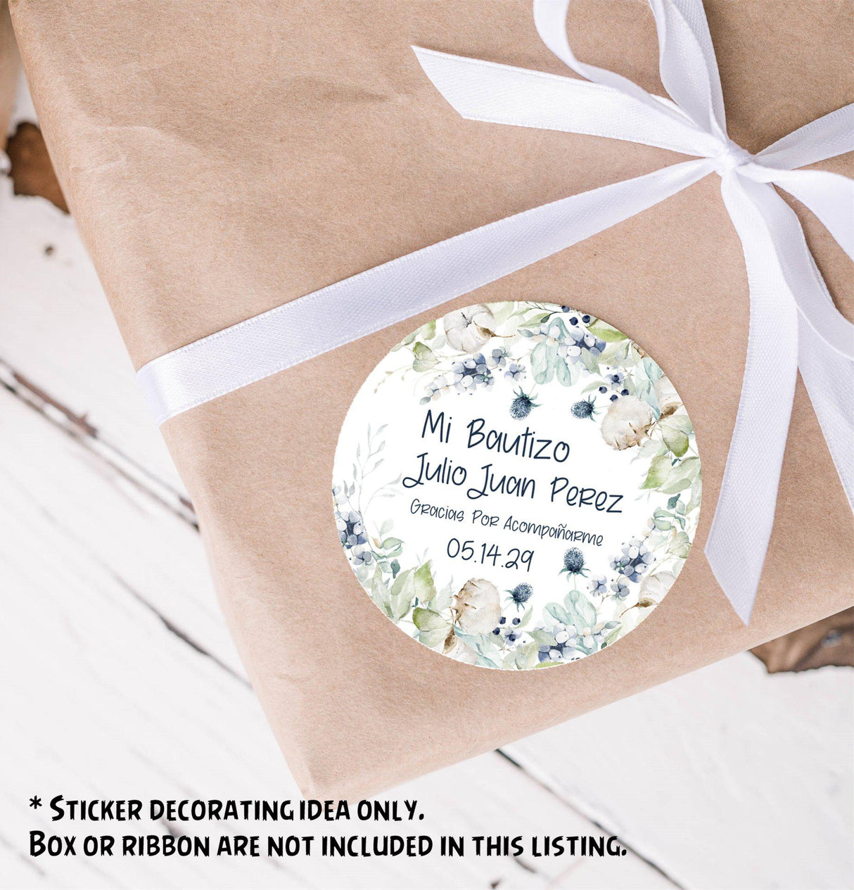 watercolor blue flower baby shower favor label
